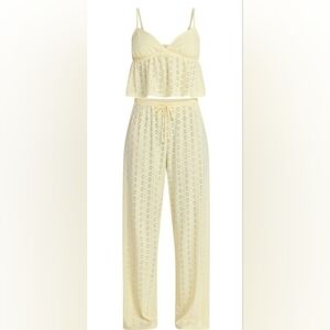 Light Yellow Eyelet Two-Piece Pajama Set